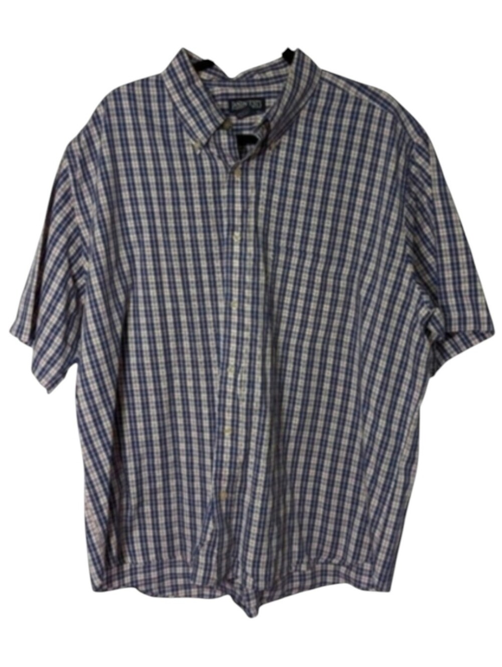 Lands End Short Sleeve Plaid Button Down Shirt XL/17-17.5
